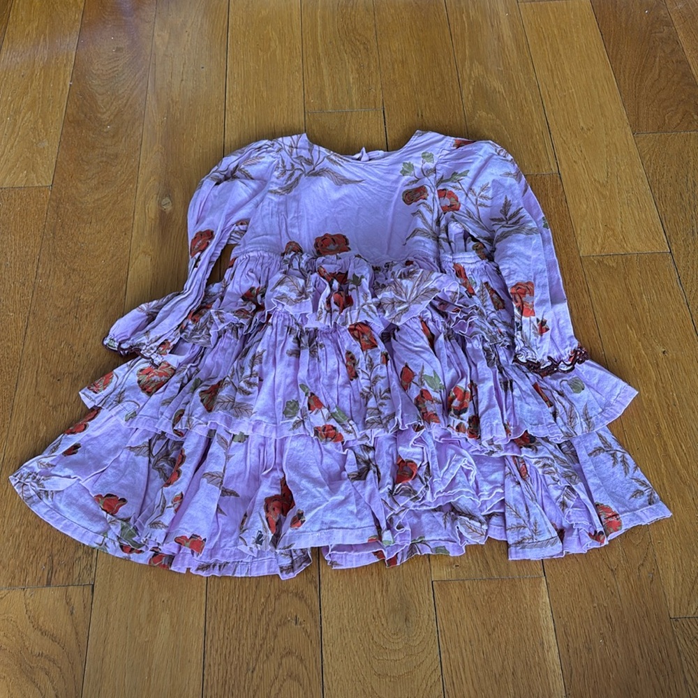 Pink Chicken Large Floral Printed Three Tier Dress 5Y